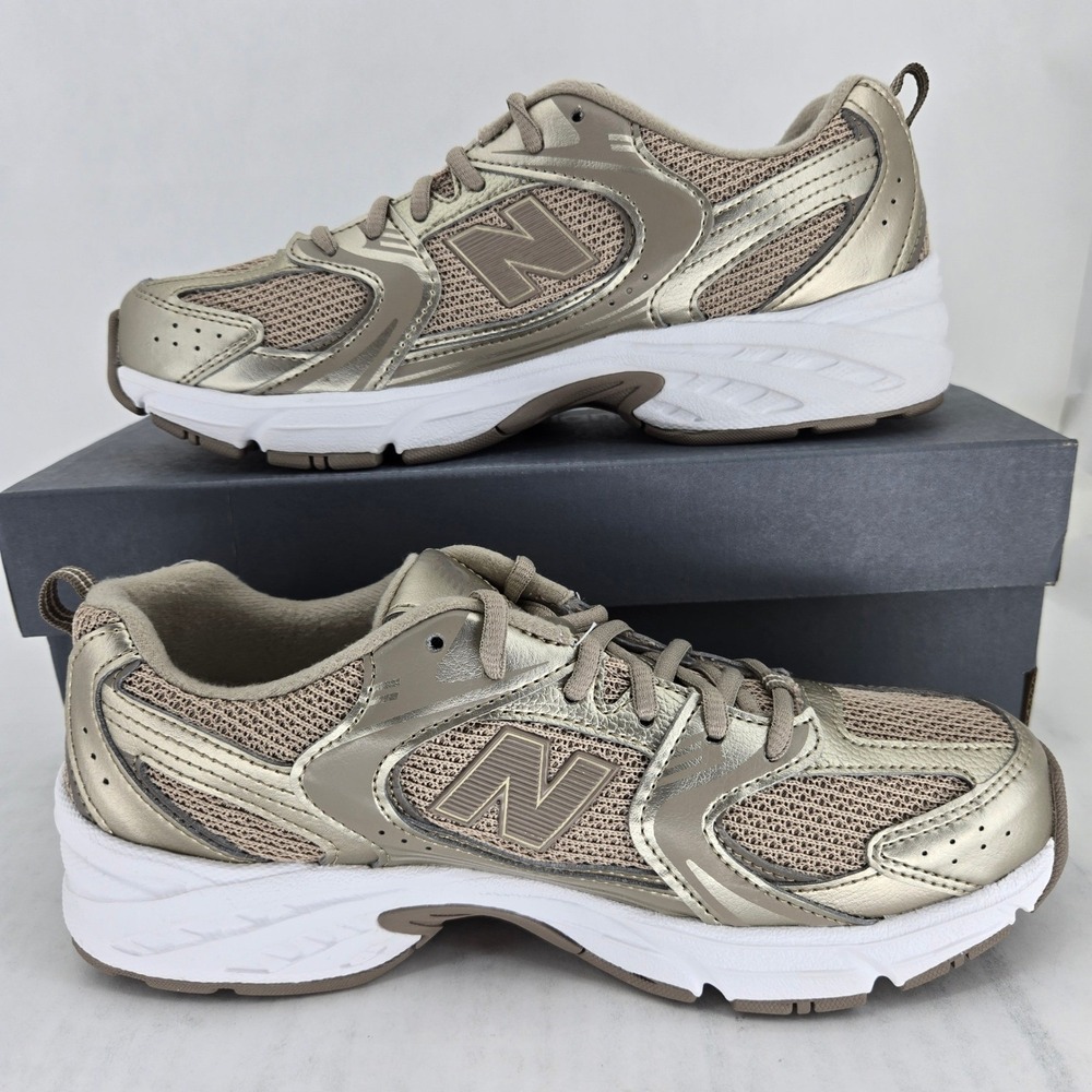 New Balance‎ 530 Brown Metallic Gold Running Shoes G5306GC Size 6 Kids/Women 7.5